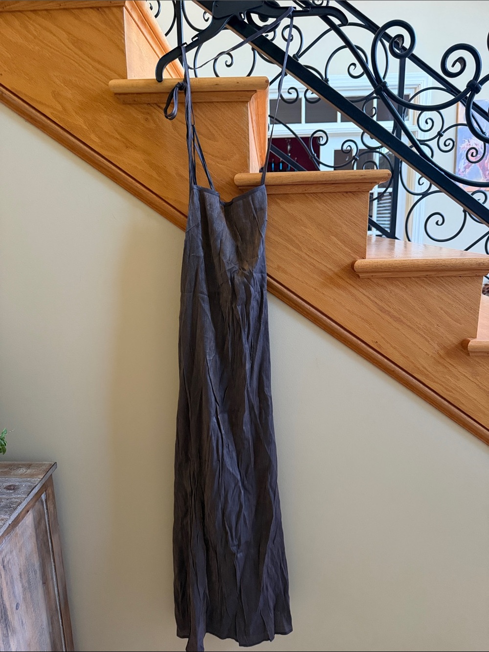 Calia Guyana Sleeveless Strappy Maxi Buzao Dress in Charcoal Gray Sz Large NWT